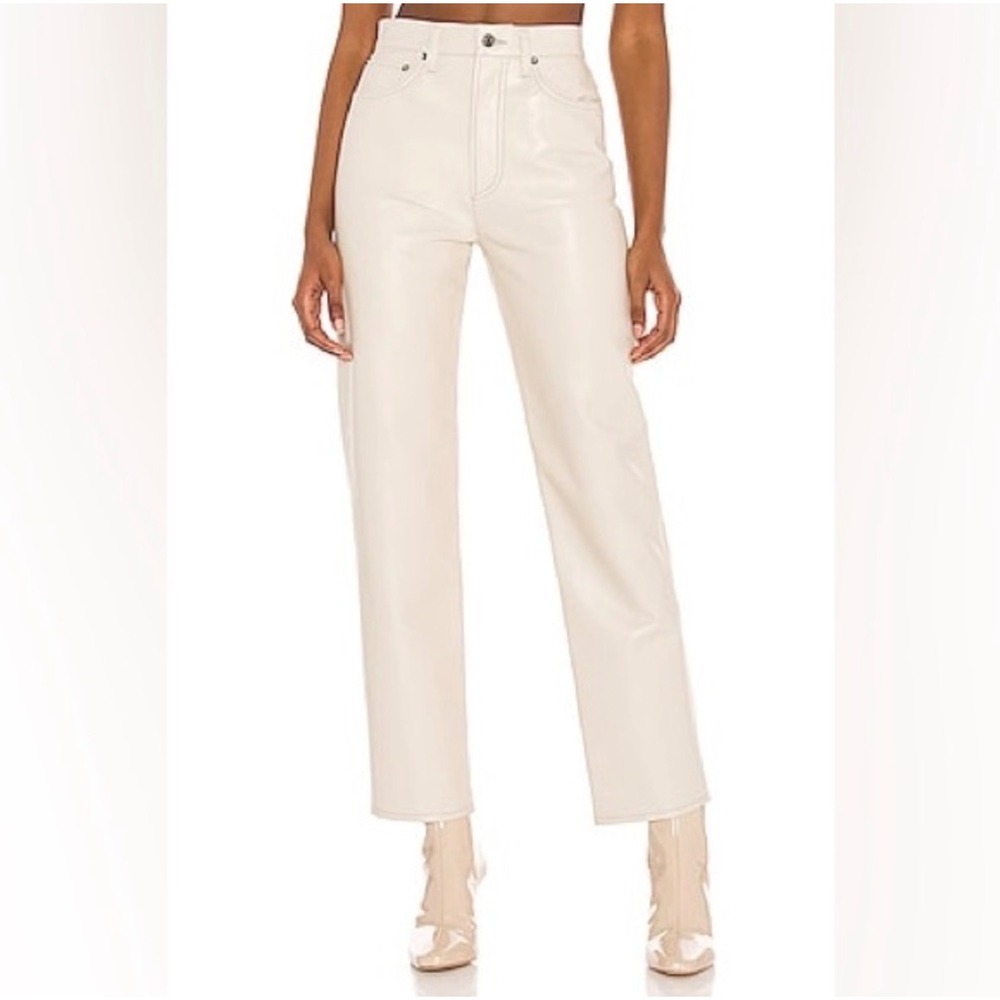 AGOLDE Pinch Waist Recycled
Leather Straight Leg Pants
Cream Beige High Rise 27